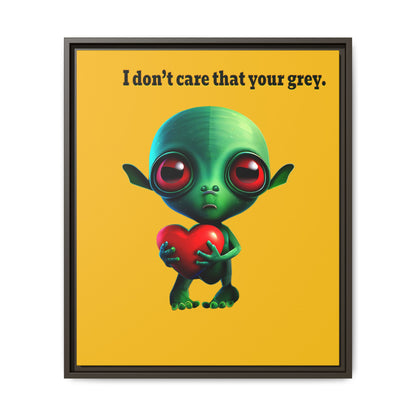 I don't care that your grey - framed canvas art (yellow)