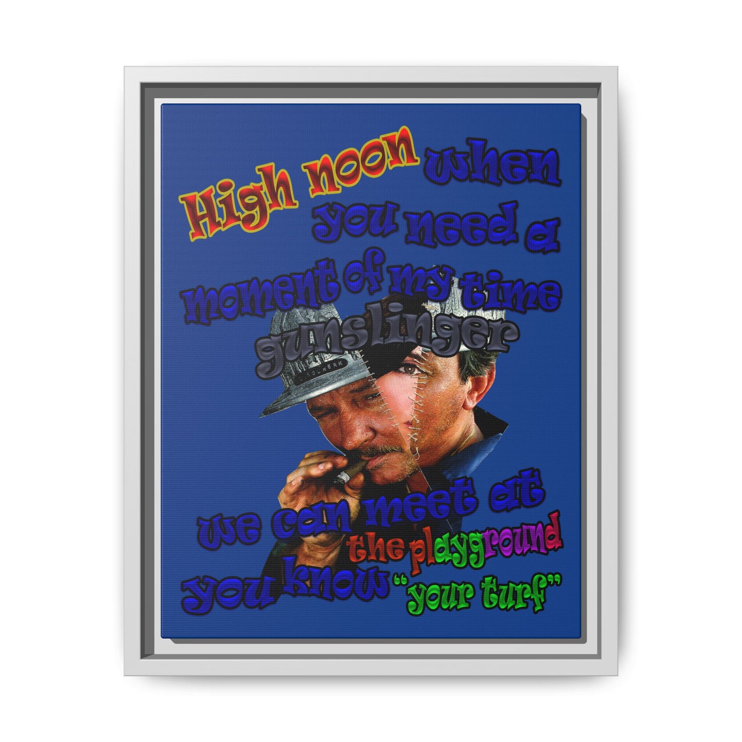 high noon - framed canvas art (dark blue)