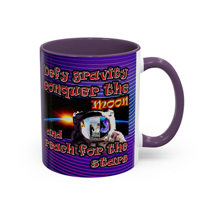 defy conquer reach - Accent Mug (purple wave)
