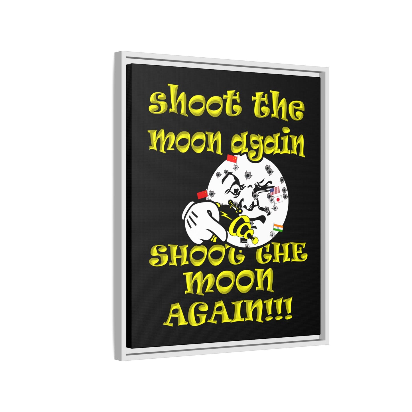 shoot the moon again - framed canvas art (black)