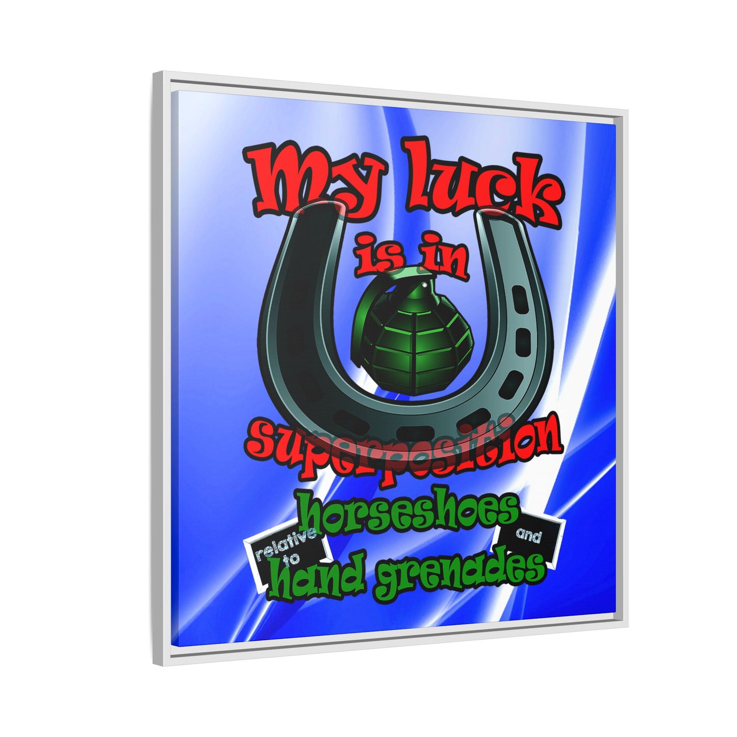 my luck - framed canvas art (blue-white wave)