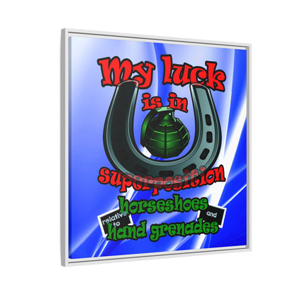 my luck - framed canvas art (blue-white wave)