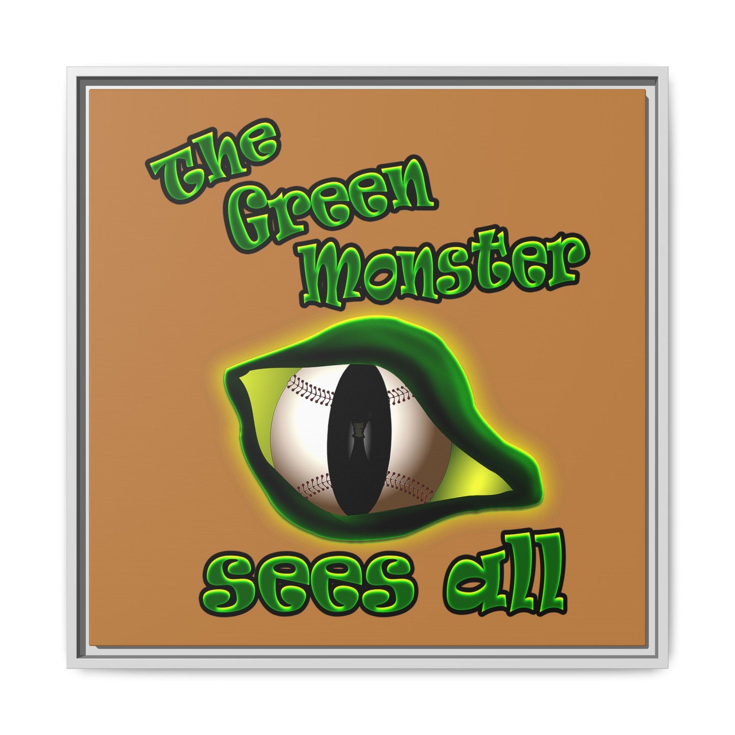green monster - framed canvas art (light brown)