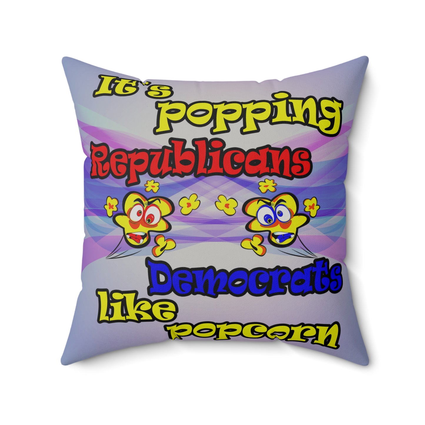 popping like popcorn - Faux Suede Square Pillow - (light blue-pink wave)