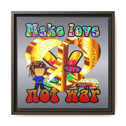 love peace - framed canvas art (brushed nickel)