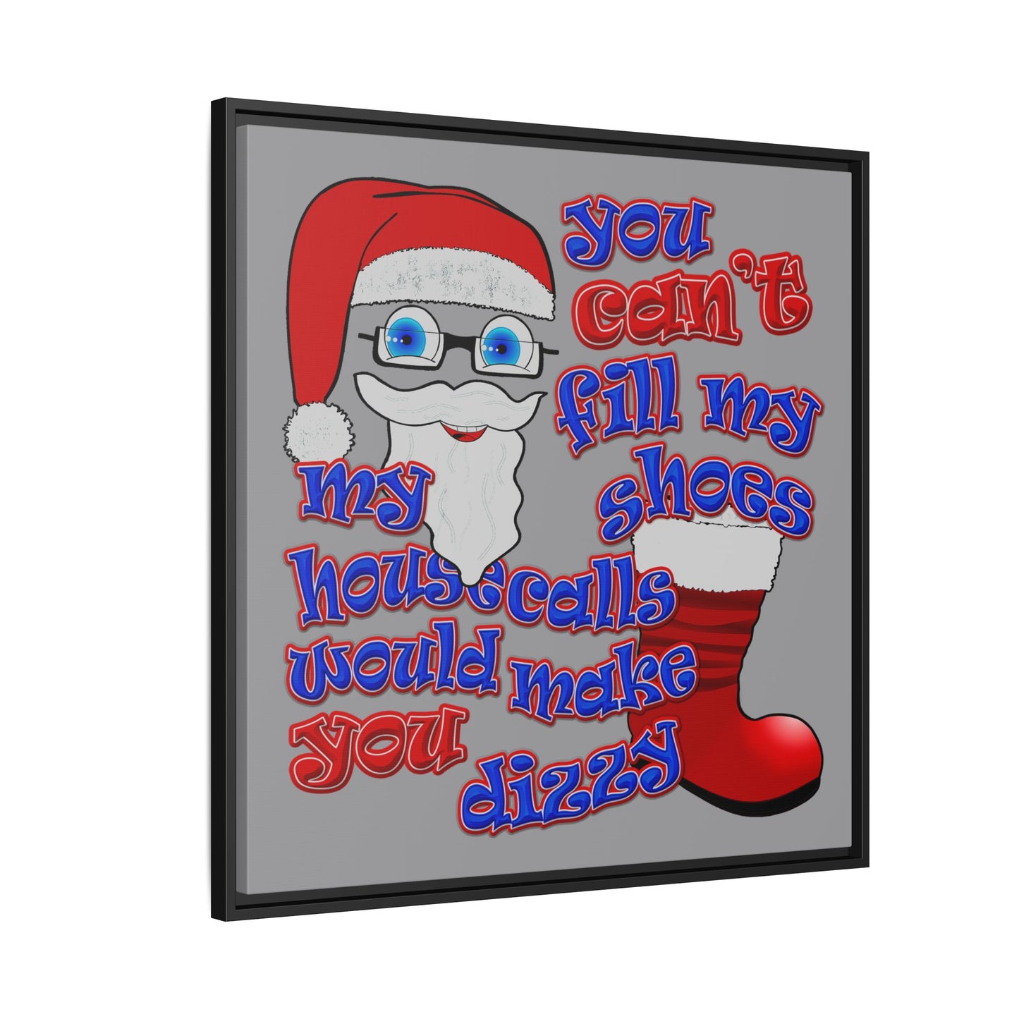 santa's shoes - framed canvas art (grey)