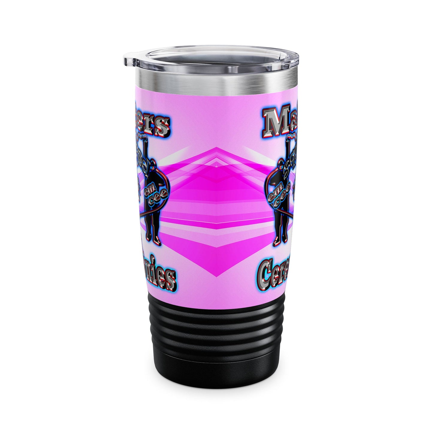 em cee squared - Ringneck Tumbler, 20oz (light blue-pink wave)