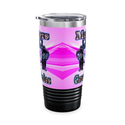 em cee squared - Ringneck Tumbler, 20oz (light blue-pink wave)