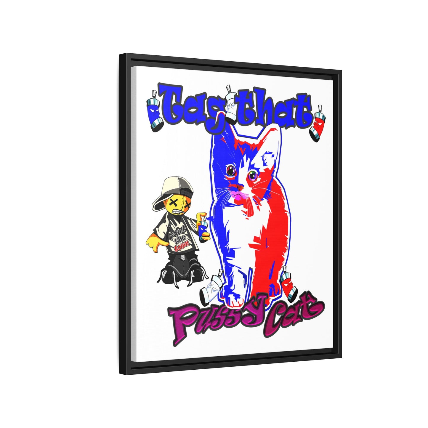 tag that - framed canvas art (white)