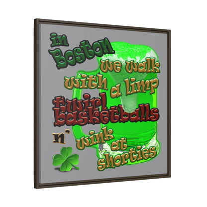 celtics logo - framed canvas art (grey)