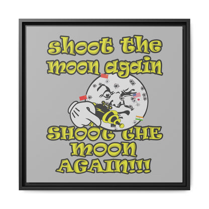 shoot the moon again - framed canvas art (light grey)