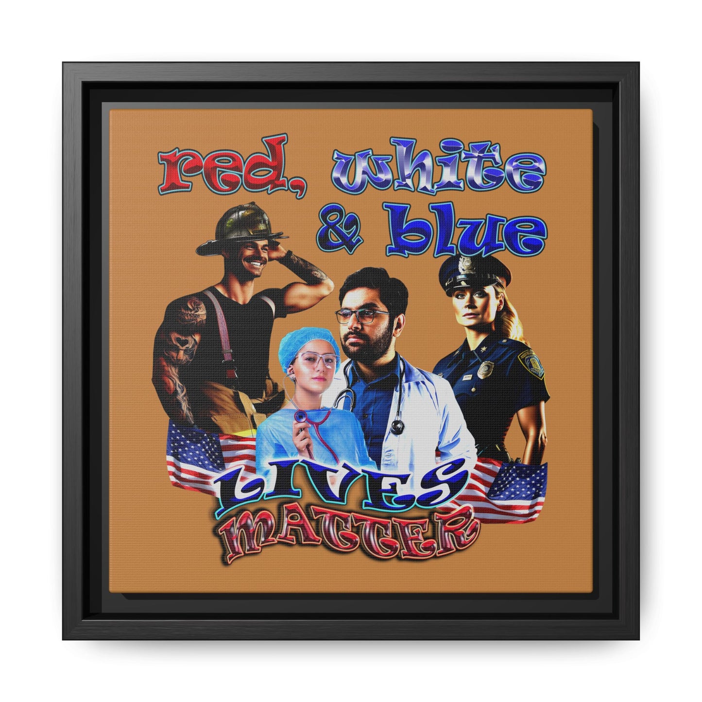 rw&b lives matter - framed canvas art (light brown)