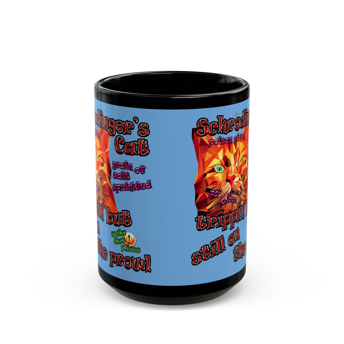 schrodinger's cat - Black Mug (light blue)
