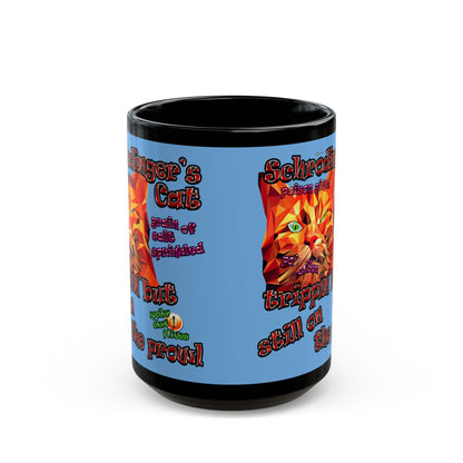 schrodinger's cat - Black Mug (light blue)
