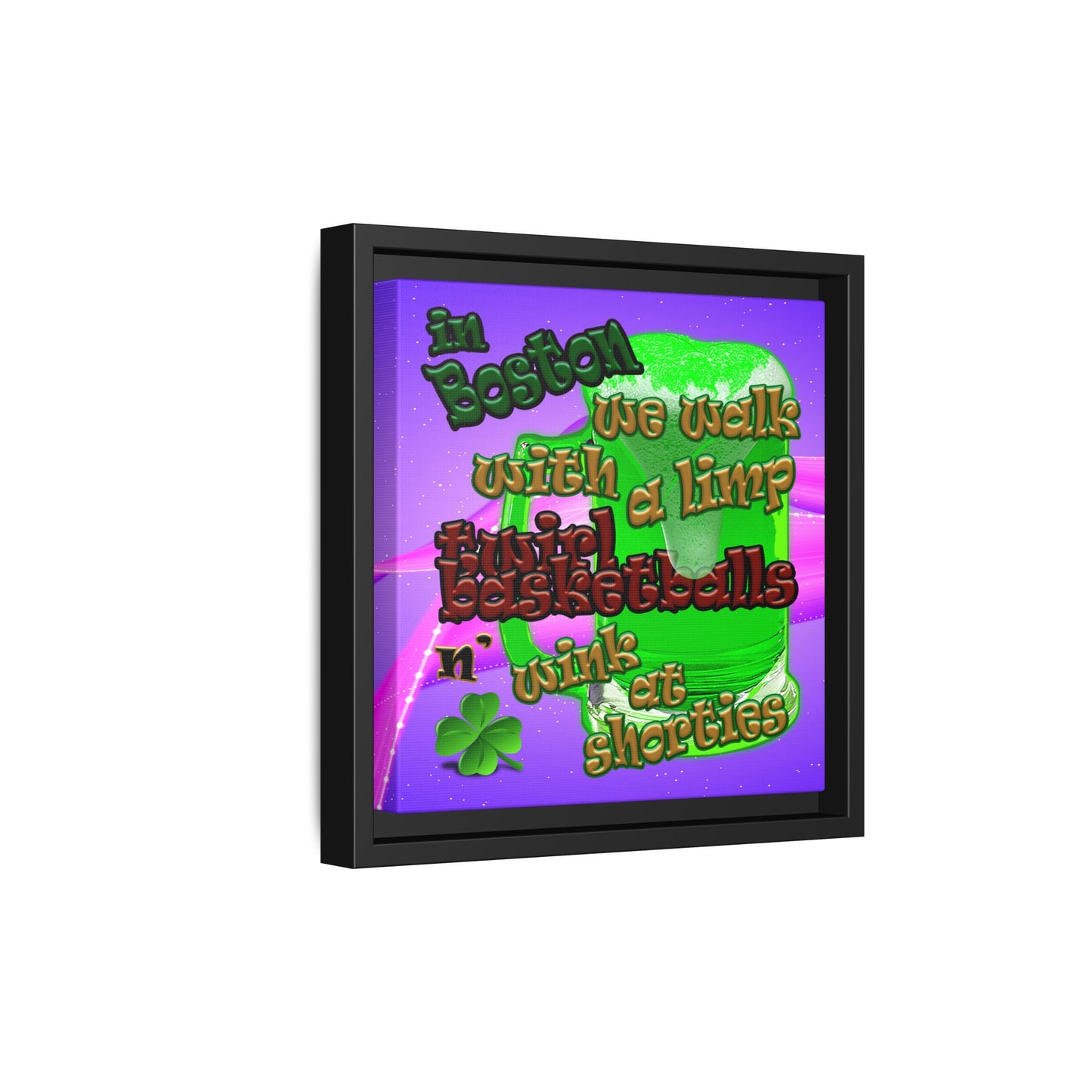 celtics logo - framed canvas art (purple-pink wave)