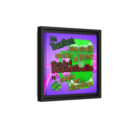 celtics logo - framed canvas art (purple-pink wave)