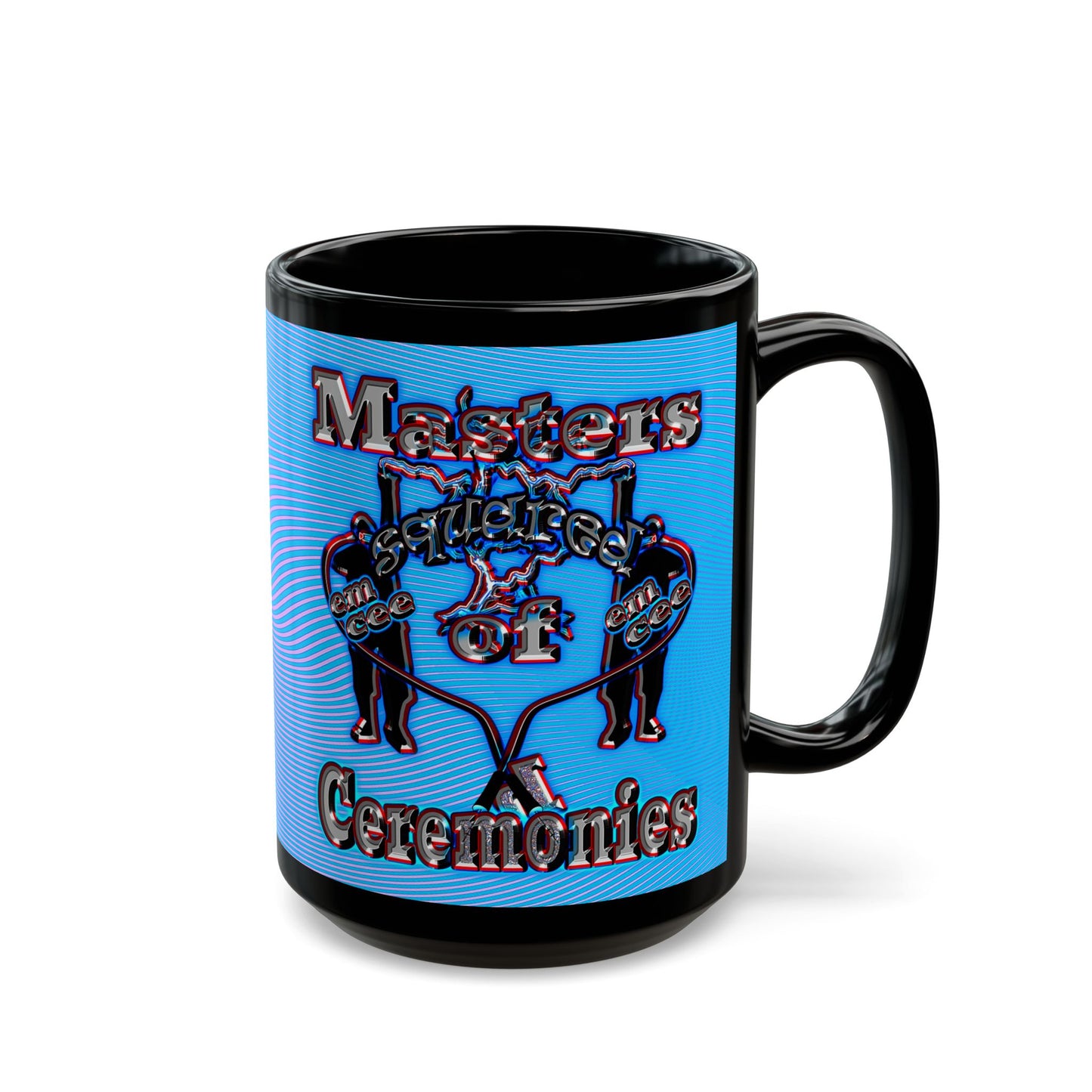 em cee squared - Black Mug (light blue-purple wave)