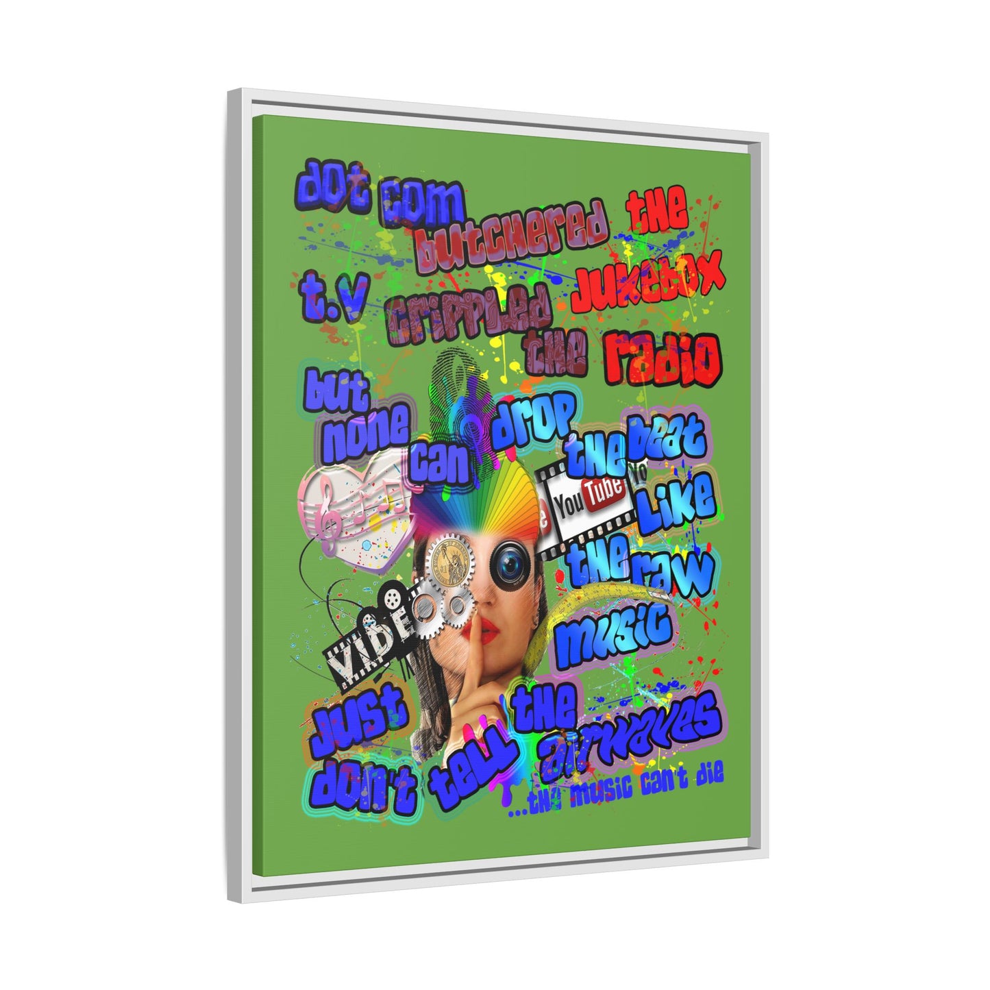 drop the beat - framed canvas art (green)