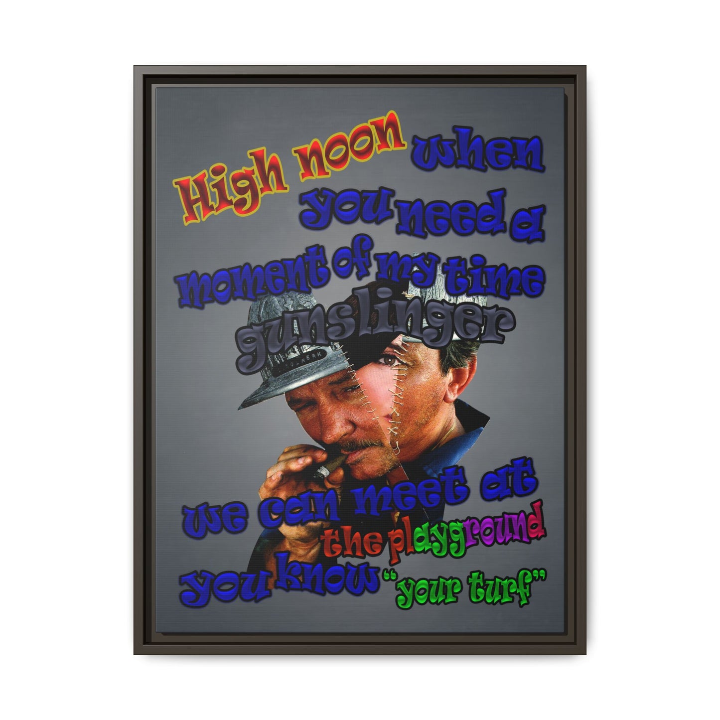 high noon - framed canvas art (grey-light grey)