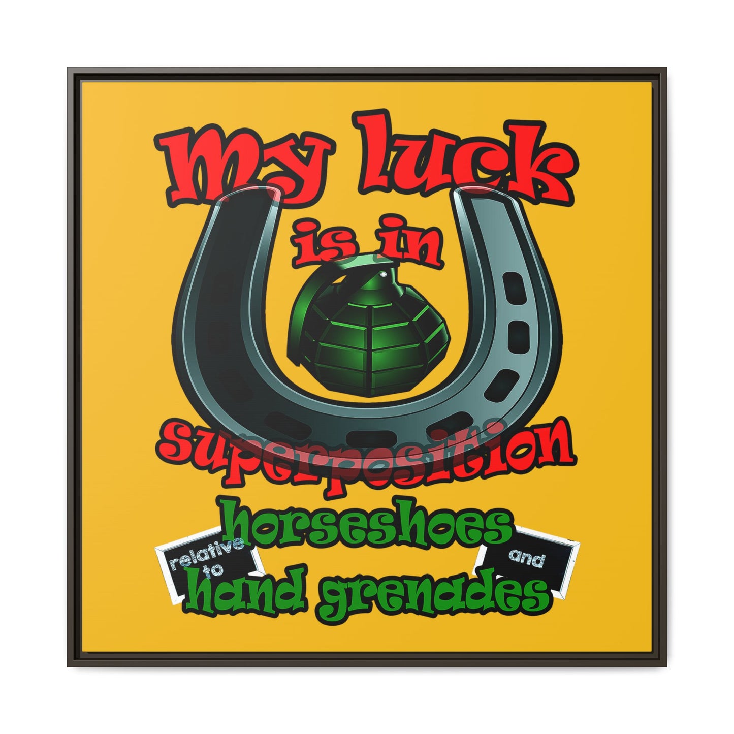 my luck - framed canvas art (yellow)