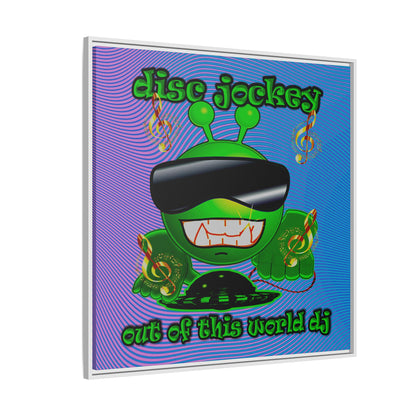 disc jockey - framed canvas art (light blue-purple wave)