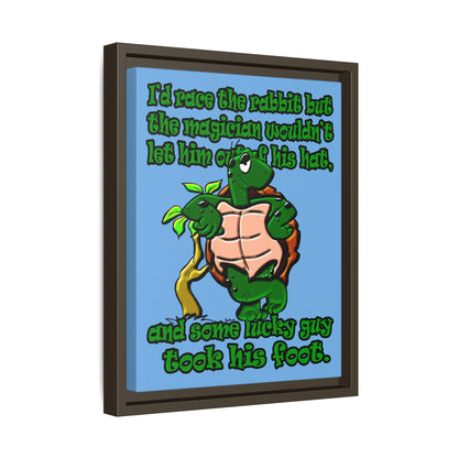 turtle race - framed canvas art (light blue)