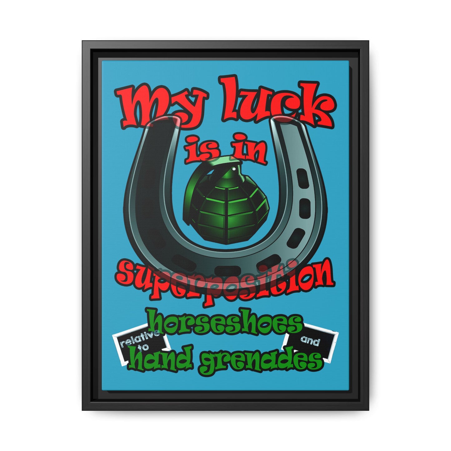 my luck - framed canvas art (turquoise)