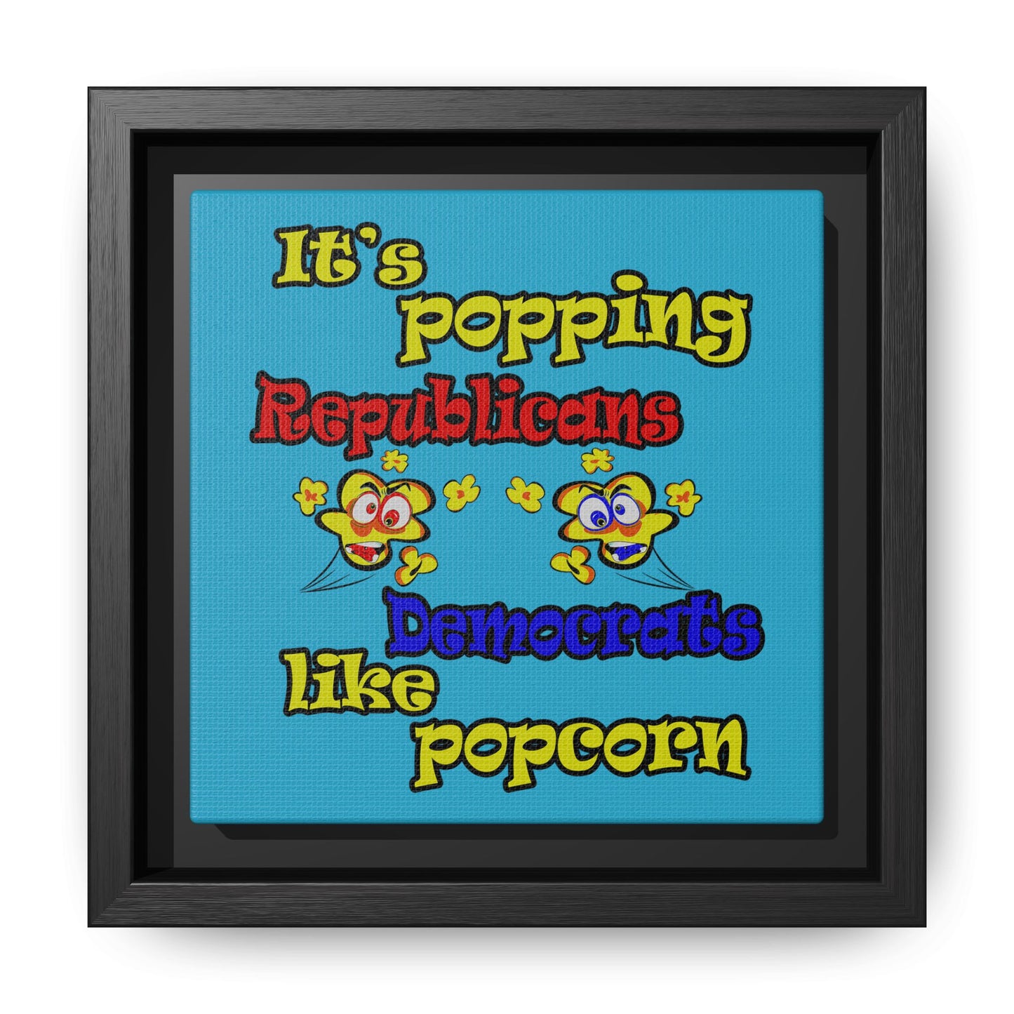 popping like popcorn - framed canvas art (turquoise)