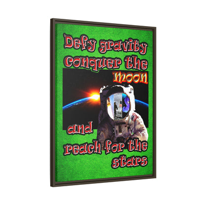 defy conquer reach - framed canvas art (green turf)