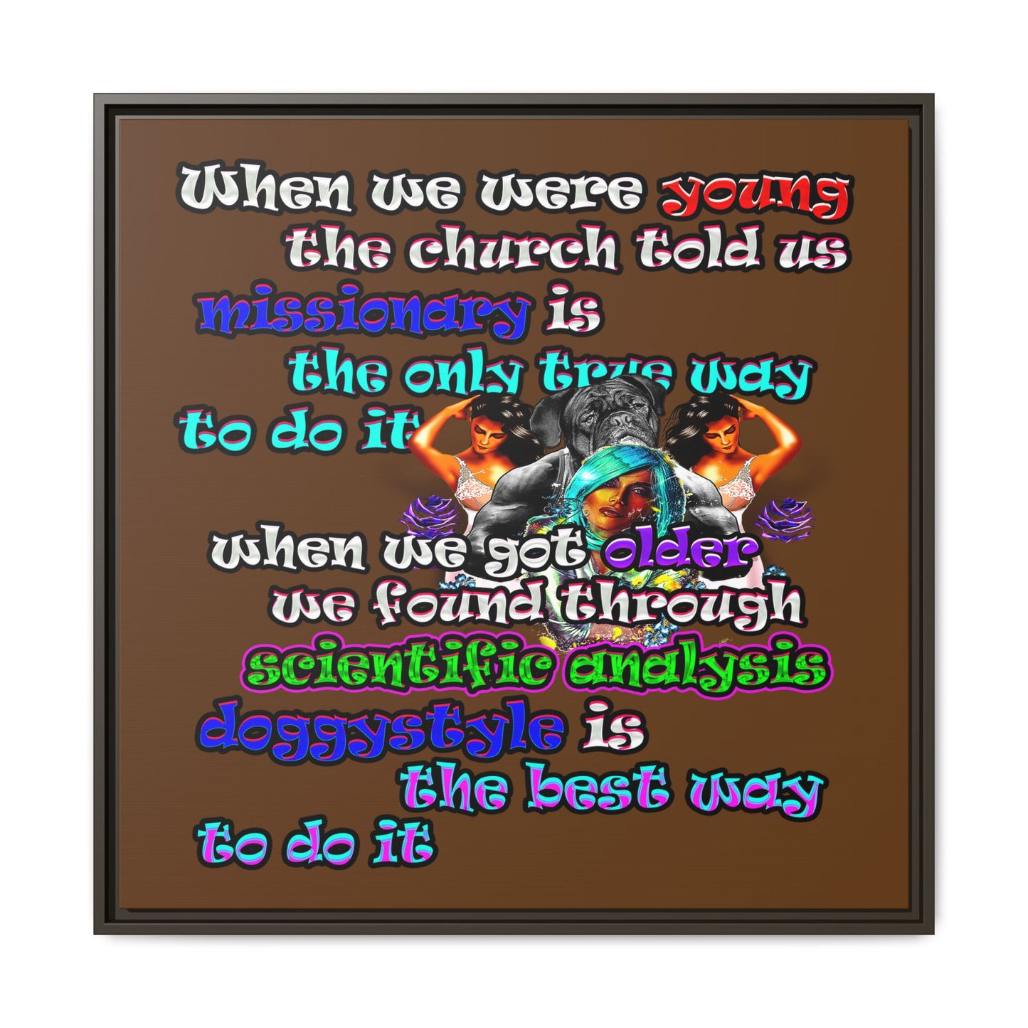 doggystyle - framed canvas art (brown)