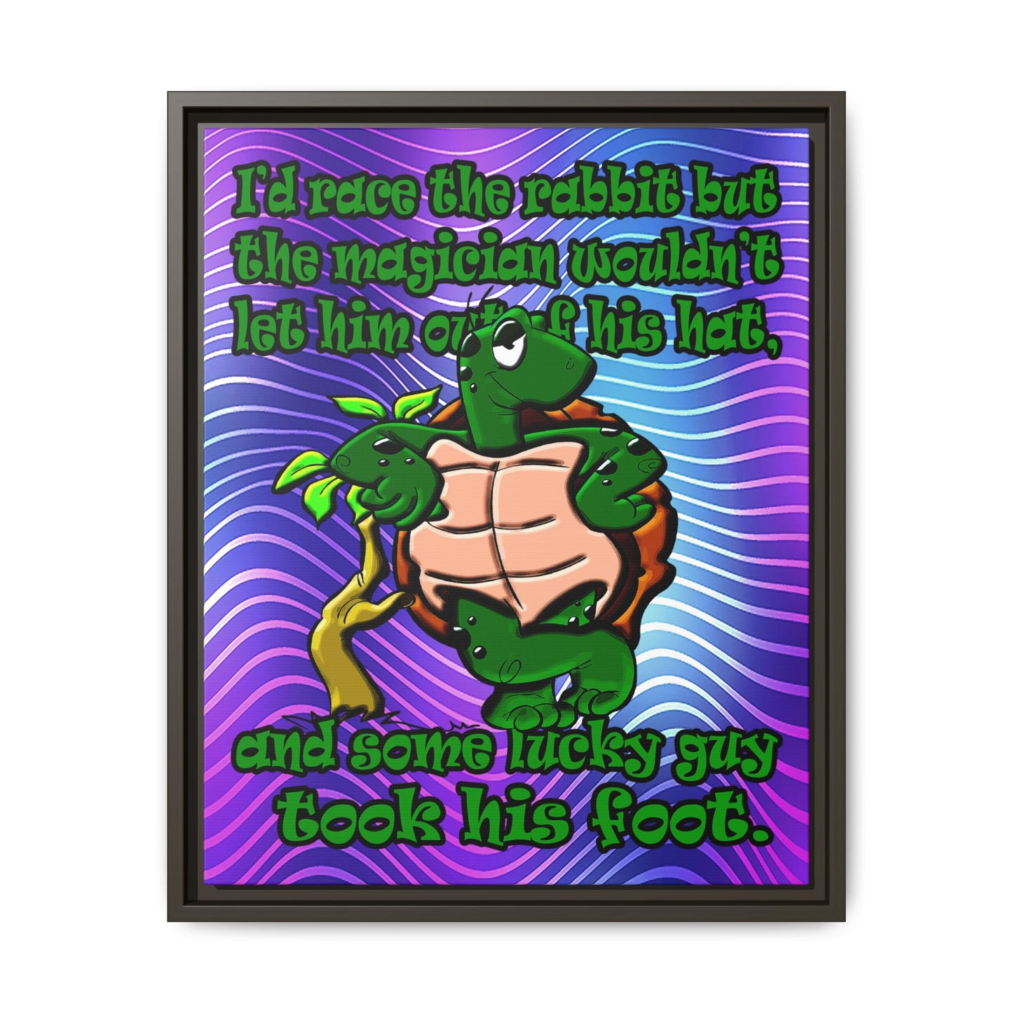turtle race - framed canvas art (purple wave)