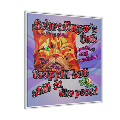 schrodinger's cat - framed canvas art (light blue-pink wave)