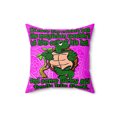 turtle race - Faux Suede Square Pillow - (pink swirl)