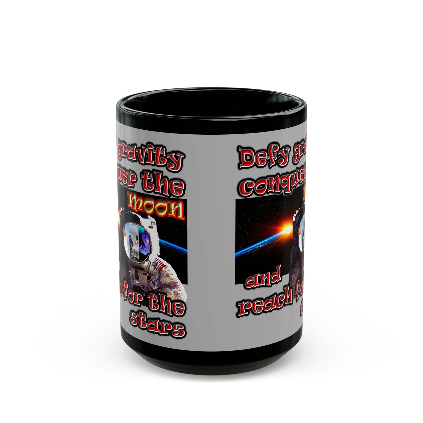 defy conquer reach - Black Mug (light grey)