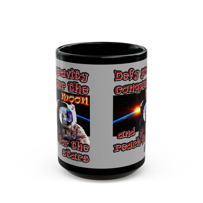 defy conquer reach - Black Mug (light grey)