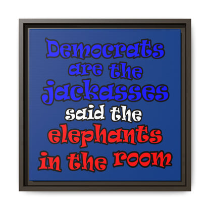 donkeys and elephants - framed canvas art (dark blue)