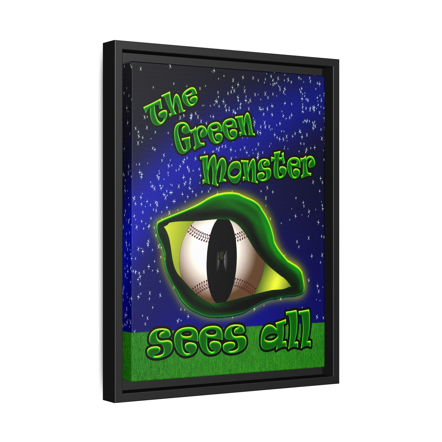 green monster - framed canvas art ('snoops' background)