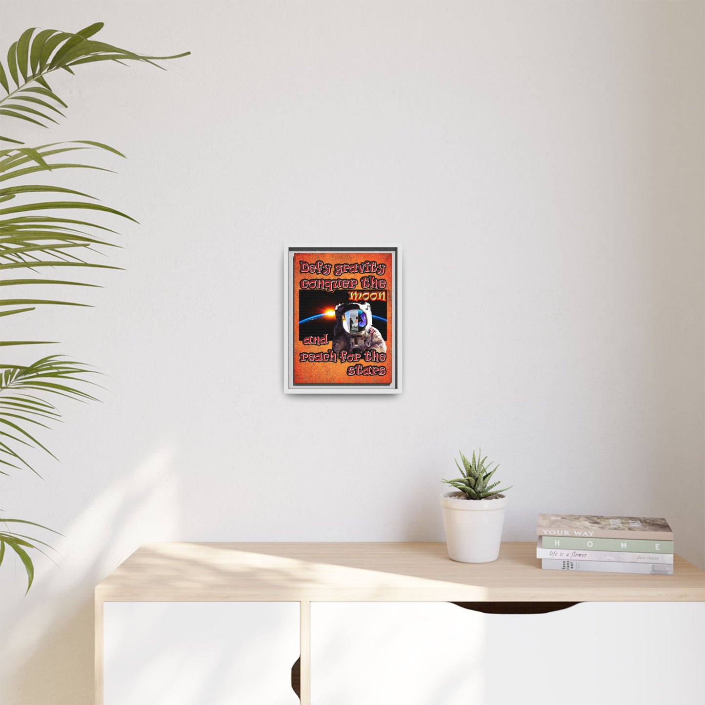 defy conquer reach - framed canvas art (burnt orange)