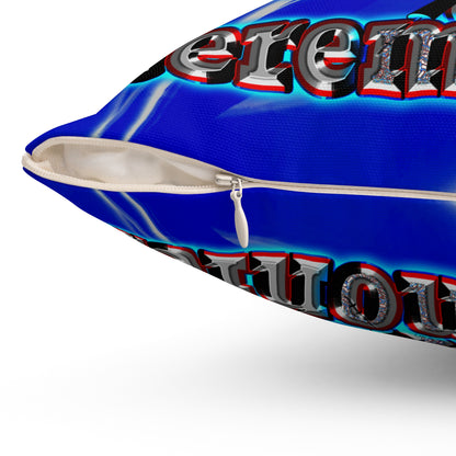 em cee squared - Spun Polyester Square Pillow - (blue-white wave)