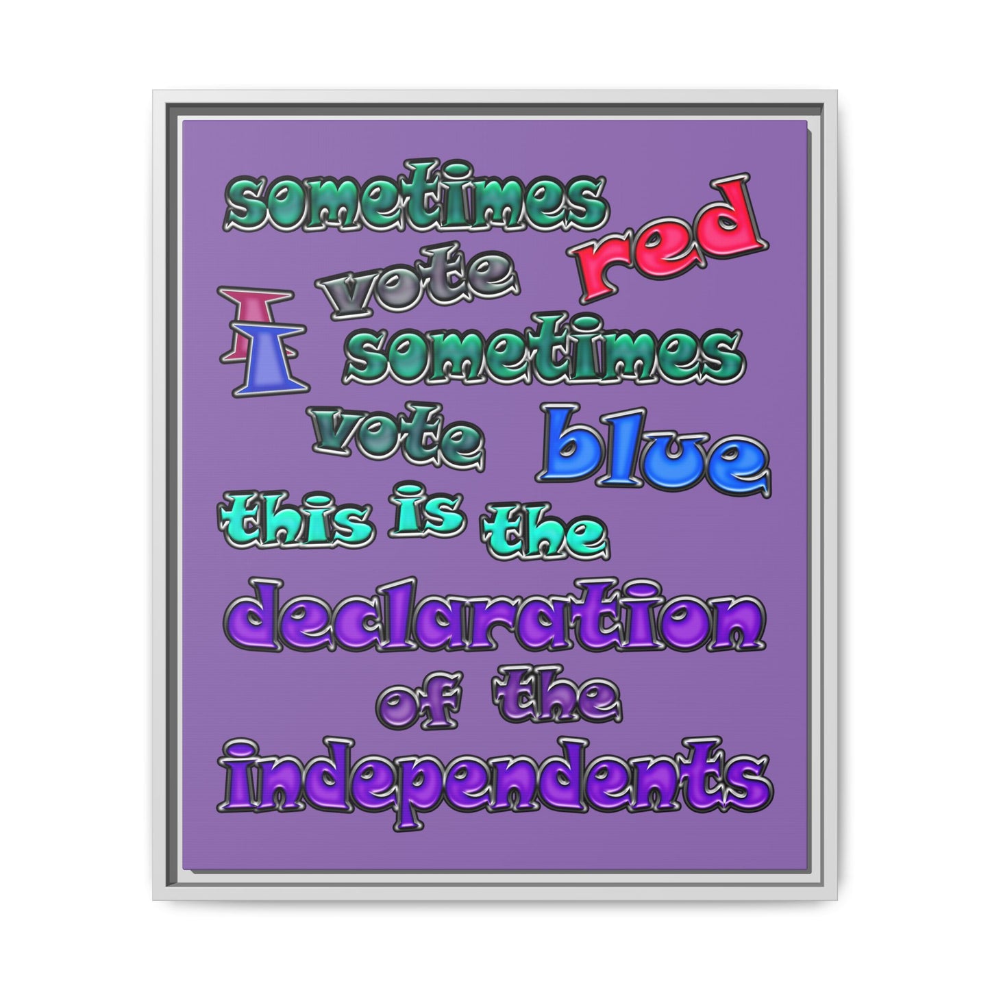 declaration of the independents - framed canvas art (light purple)
