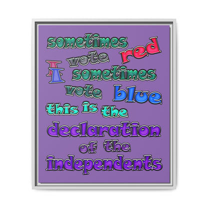 declaration of the independents - framed canvas art (light purple)