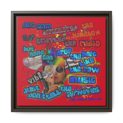 drop the beat - framed canvas art (dark red)