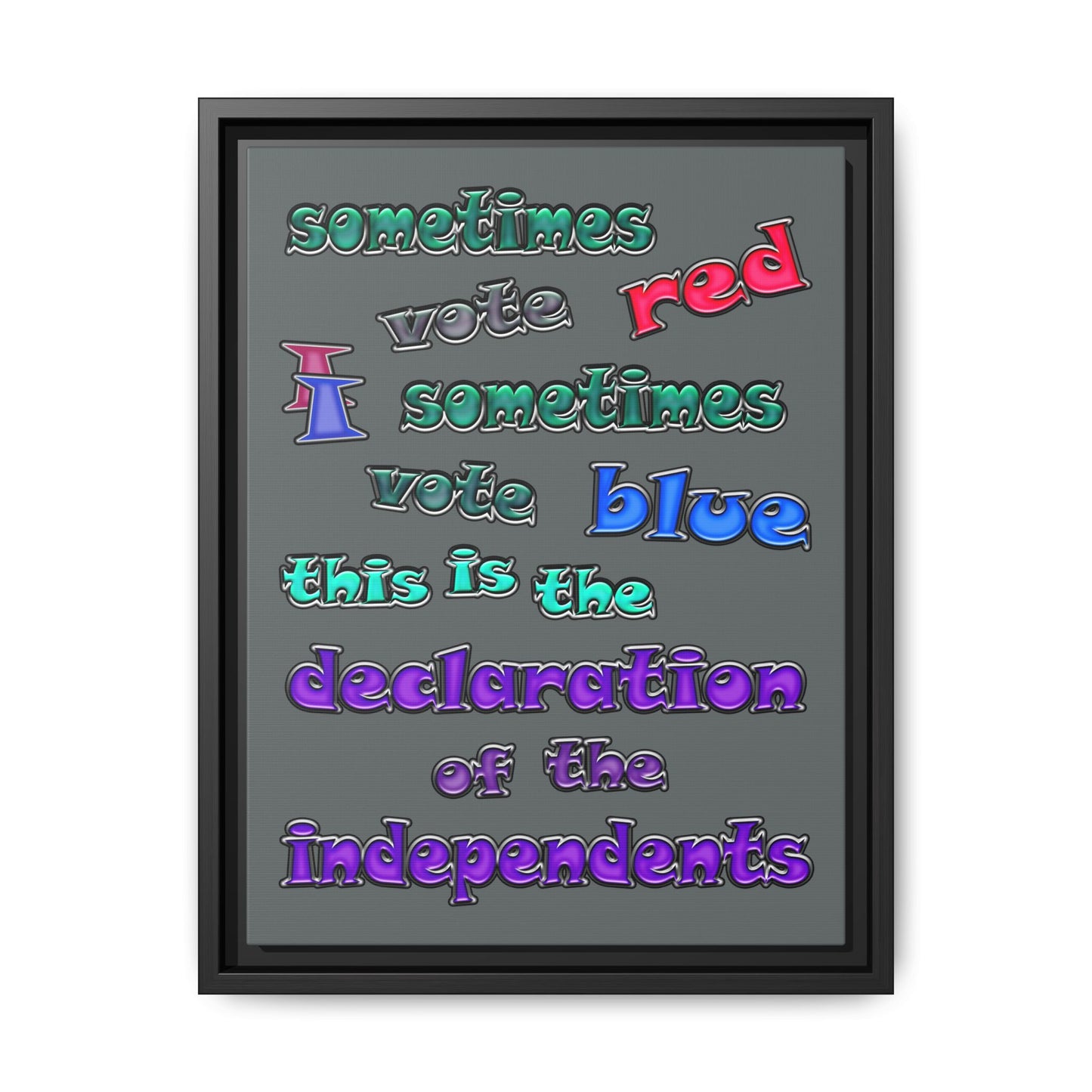 declaration of the independents - framed canvas art (dark grey)