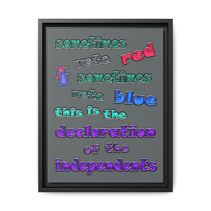 declaration of the independents - framed canvas art (dark grey)