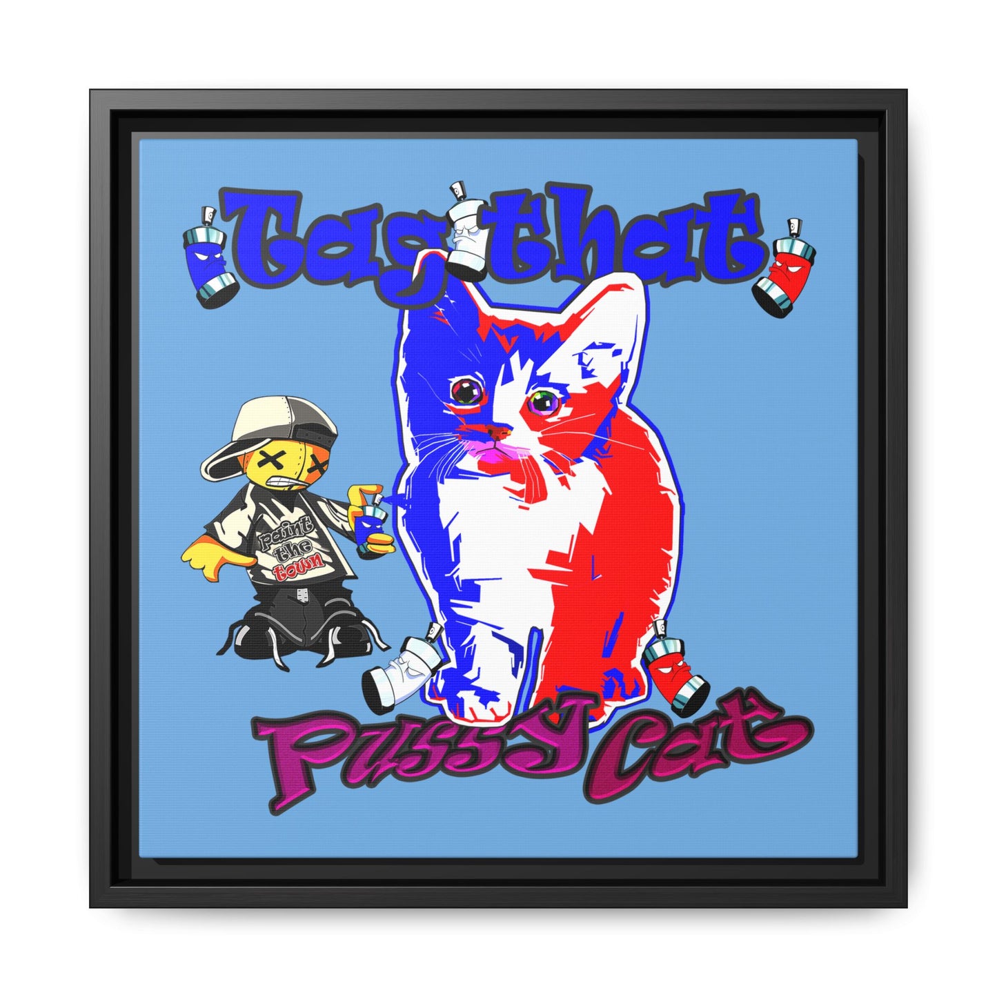 tag that - framed canvas art (light blue)