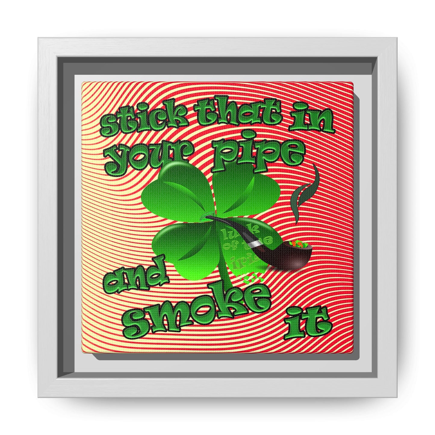 stick that in your pipe and smoke it - framed canvas art (yellow-orange wave)
