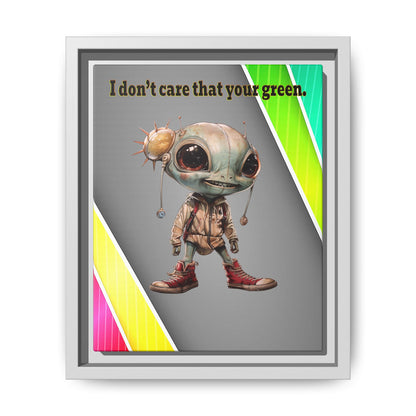 I don't care that your green - framed canvas art (rainbow split)