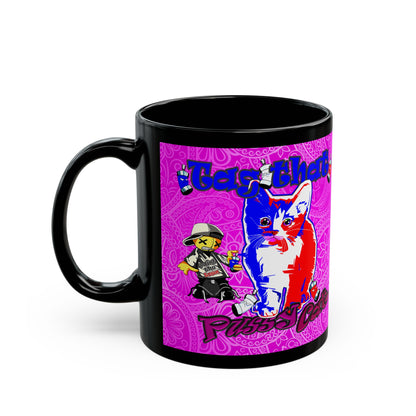 tag that - Black Mug (pink swirl)