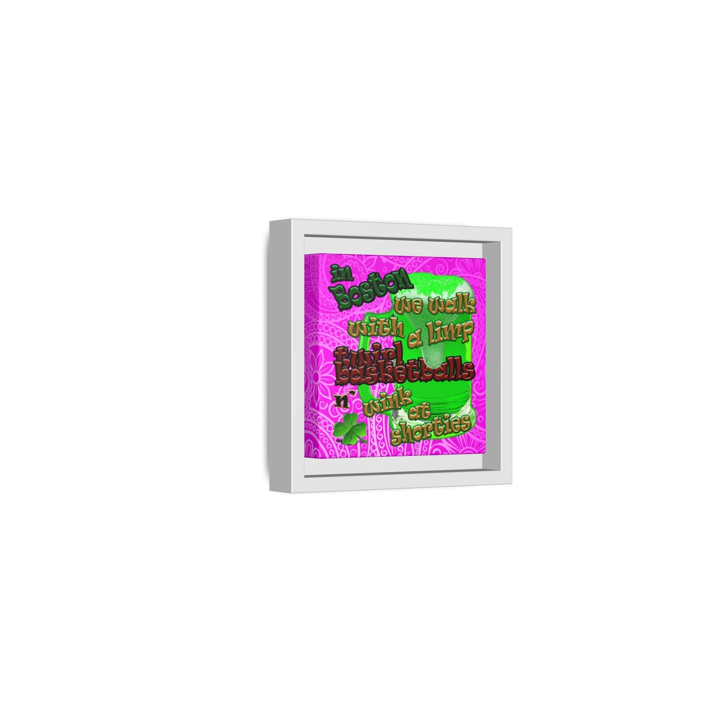 celtics logo - framed canvas art (pink swirl)