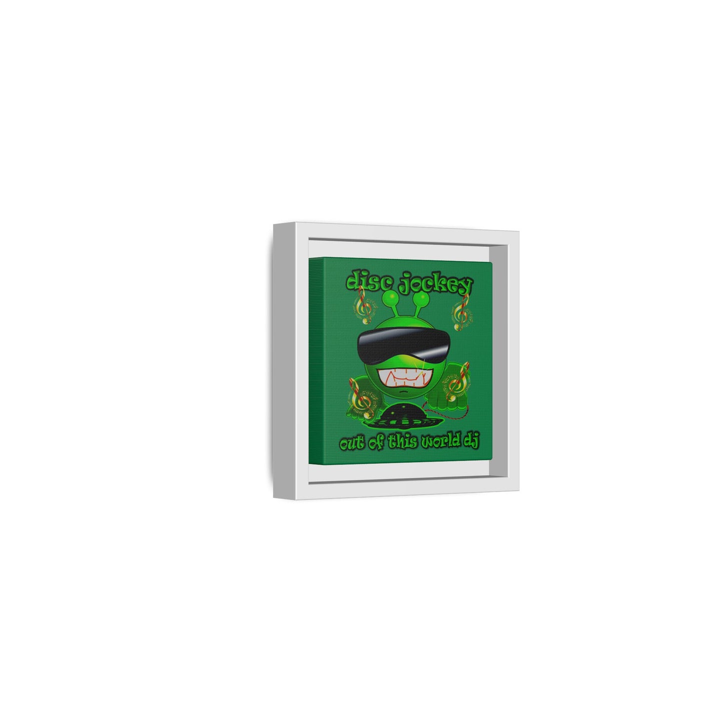 disc jockey - framed canvas art (dark green)